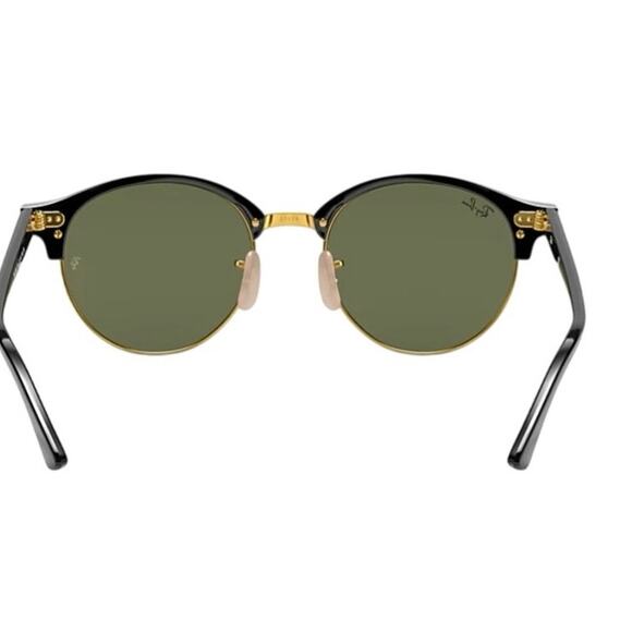 NWT Ray-Ban Clubround RB4246 Black Gold  Green Lens 49mm Unisex Sunglasses Italy main image 12